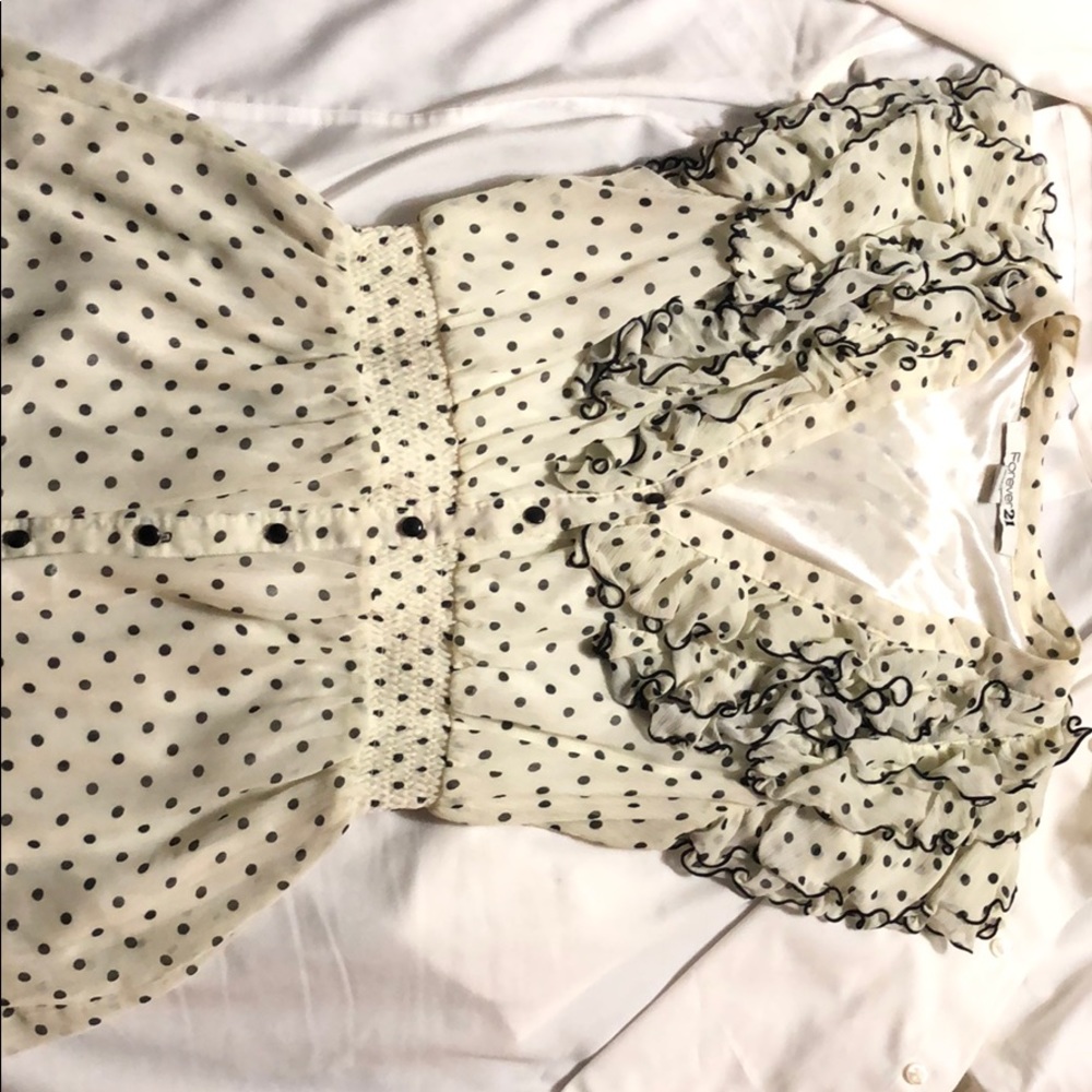 Cream Polka Dot Button-up Women’s blouse